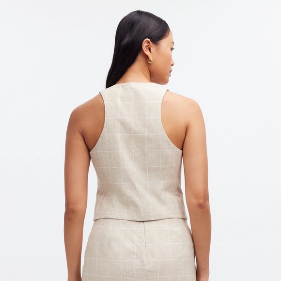 Madewell linen plaid vest, NWOT - Picture 4 of 5